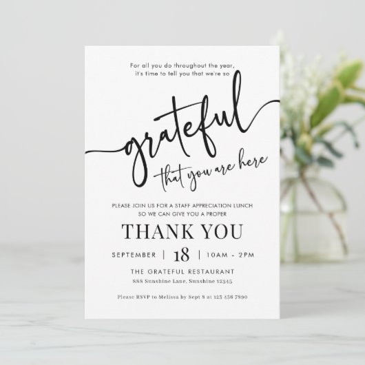 Waardering uitnodiging, dankbaar voor u uitnodigen kaart (Staand voorkant)