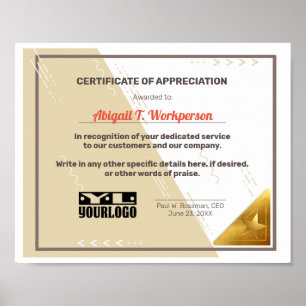 Waarderingsbewijs voor werknemers: display poste poster