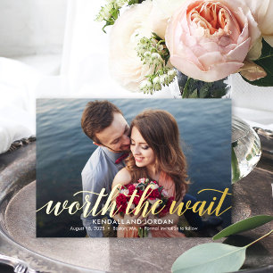 Waardig De Wachttijd ECHT FOLIE Save The Date Kaar Uitnodiging