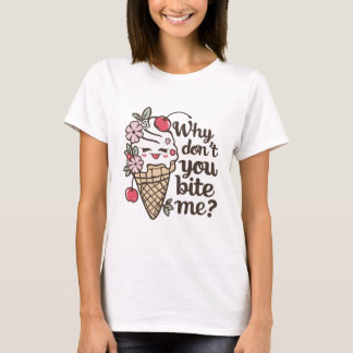 Waarom bijt u me niet? Grappig zomerplezier T-shirt