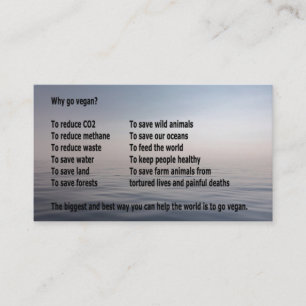 Waarom ga je Vegan?  Zakelijke kaart. Visitekaartje