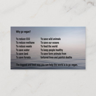 Waarom ga je Vegan?  Zakelijke kaart. Visitekaartje