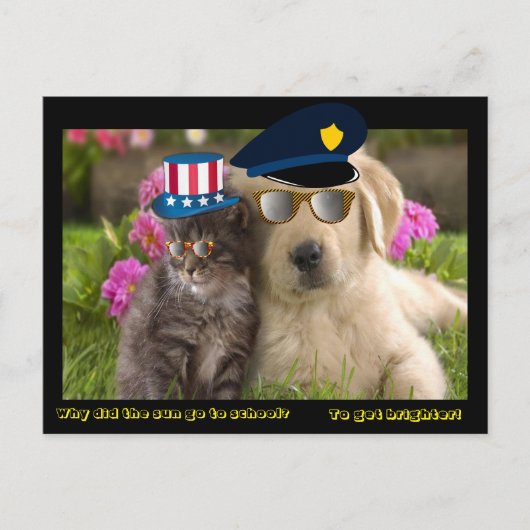 Waarom ging de zon naar school briefkaart (Voorkant)