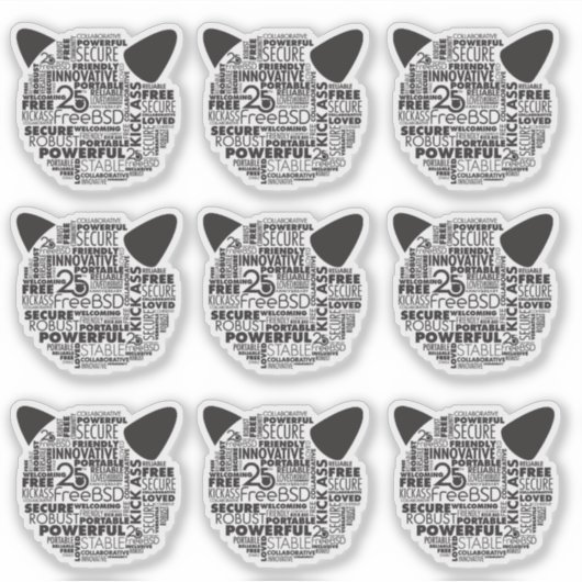 Waarom ik hou van FreeBSD 25th Jubileum Vinyl Stic Sticker (Voorkant)