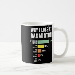 Waarom ik verlies met badminton, grappige badminto koffiemok