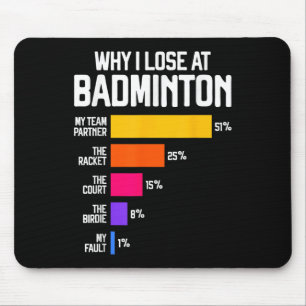 Waarom ik verlies met badminton Grappige excuses S Muismat