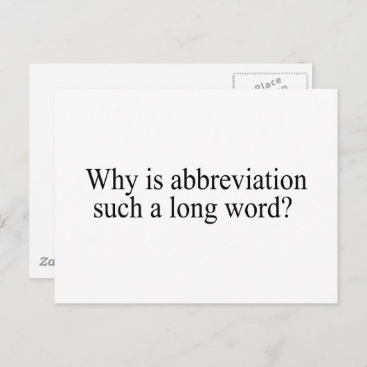 Waarom is afkorting zo'n lang woord briefkaart (Voorkant / Achterkant)