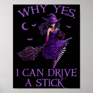 Waarom kan een stick grappig halloween heks vrouwe poster