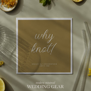 Waarom knoop! Minimale typografische gouden cockta Servet