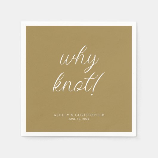 Waarom knoop! Minimale typografische gouden cockta Servet (Voorkant)