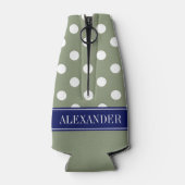 Waarom LG Polka Dot CB Navy Naam Monogram Flesjeskoeler (Achterkant)