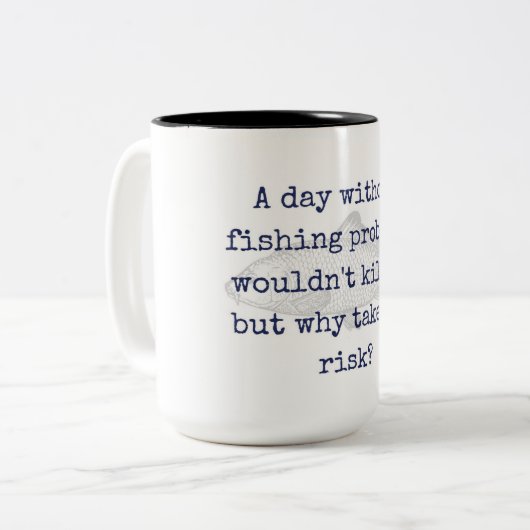 " waarom nemen we het risico ? " visserij-mok tweekleurige koffiemok (Voorkant links)