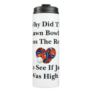 Waarom stak de grasbowler de weg over, thermosbeker