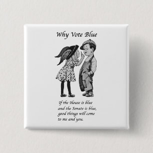 Waarom Stemmen Blauw in 2024 Vierkante Button 5,1 Cm