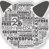 Waarom we houden van FreeBSD 25th Jubileum Sticker (Voorkant)