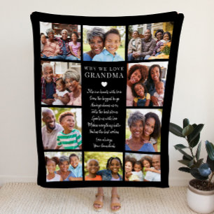 Waarom we oma liefhebben Persoonlijke Fotocollage Fleece Deken