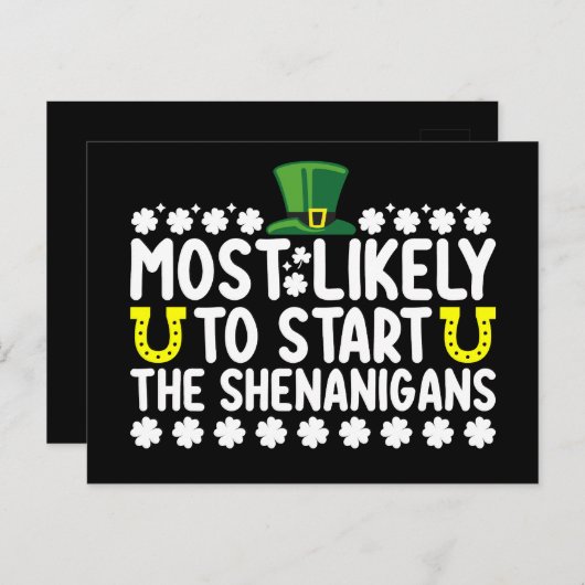 Waarschijnlijk beginnen de Shenanigans St Patricks Briefkaart (Voorkant / Achterkant)
