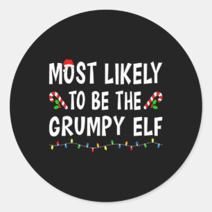 Waarschijnlijk de Grumpy Elf Xmas Funny Family Ronde Sticker