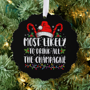 Waarschijnlijk Drink al de champagne Xmas Drink Ornament Kaart