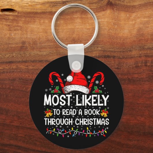 Waarschijnlijk een boek lezen tot en met Kerstmis Sleutelhanger (Voorkant)