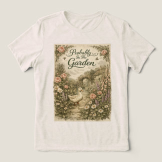 Waarschijnlijk In De Tuin Vintage Cottagecore Eend Tri-Blend Shirt