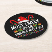 Waarschijnlijk is het Kerstman's geestige elf kers Ronde Kartonnen Onderzetter (Gebogen)