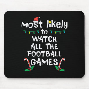 Waarschijnlijk kijkt voetbal Kerstmis Kerstmis Fam Muismat