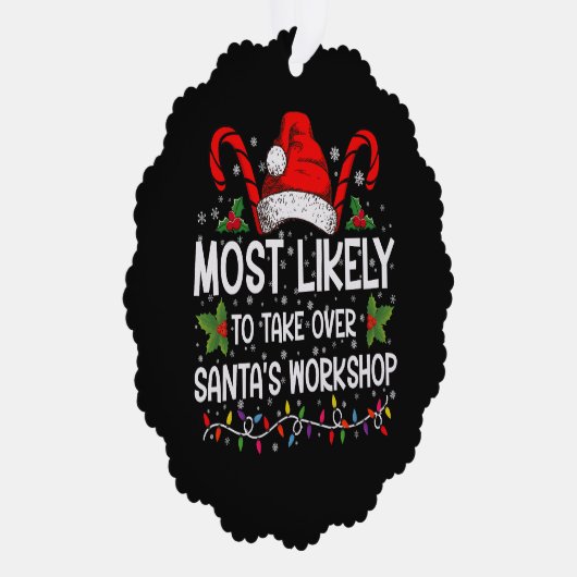 Waarschijnlijk neemt u Kerstman's werkplaats over Ornament Kaart (Rechts)