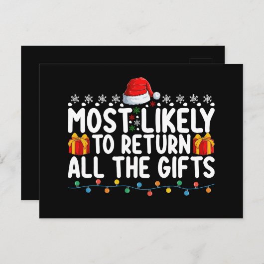 Waarschijnlijk om alle kerstcadeaus terug te geven briefkaart (Voorkant / Achterkant)