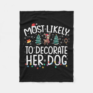 Waarschijnlijk om haar hond leuk familie Kerstmis Fleece Deken