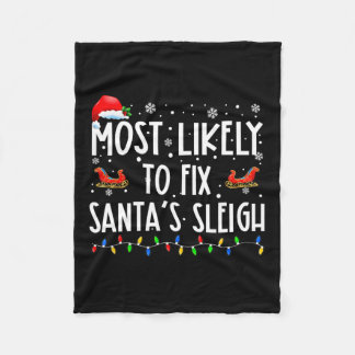 Waarschijnlijk om Santa Sleigh Christmas Believe S Fleece Deken