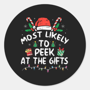 Waarschijnlijk om te gluren in de Cadeaus Santa Ch Ronde Sticker