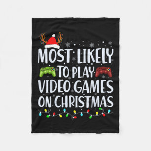 Waarschijnlijk om videospel te spelen op Kerstmis Fleece Deken