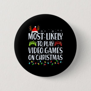 Waarschijnlijk om videospel te spelen op Kerstmis Ronde Button 5,7 Cm