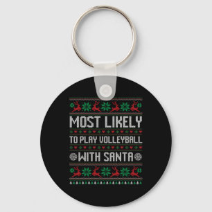 Waarschijnlijk volleybal spelen met Santa Funny Fa Sleutelhanger