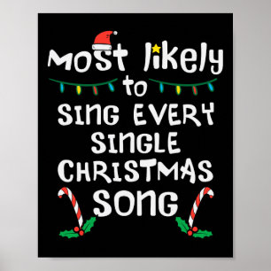 Waarschijnlijk zingen elke kerst lied Xmas Family Poster