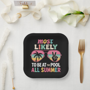 Waarschijnlijk zit je de hele zomer bij het zwemba papieren bordje