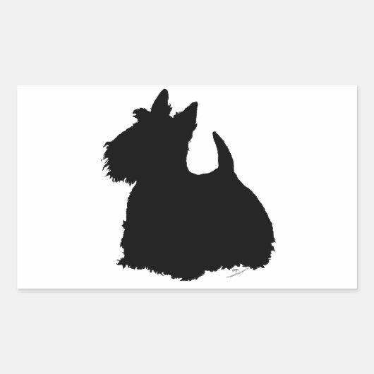 Waarschuwende Schotse Terrier Silhouet Rechthoekige Sticker (Voorkant)