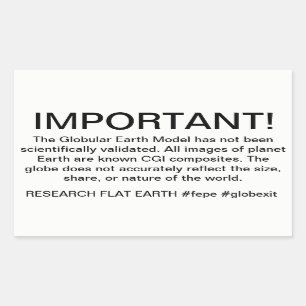 WAARSCHUWETIKET VOOR WERELDBOLLEN. Flat Earth onde Rechthoekige Sticker
