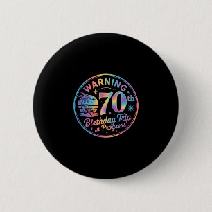 Waarschuwing 70e verjaardagstrip in uitvoering Ver Ronde Button 5,7 Cm