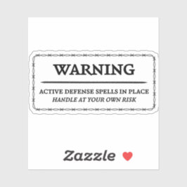 Waarschuwing: actieve verdedigingsspreuken Sticker