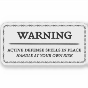 Waarschuwing: actieve verdedigingsspreuken Sticker