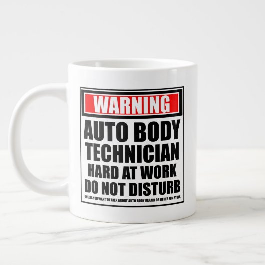 Waarschuwing Auto Body Technical Hard At Work Extra Grote Beker (Links)