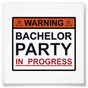 Waarschuwing Bachelor Party in uitvoering Foto Afdruk