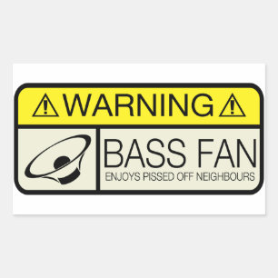 Waarschuwing Bass Fan! Rechthoekige Sticker