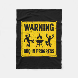 Waarschuwing bbq in uitvoering grappige grill barb fleece deken