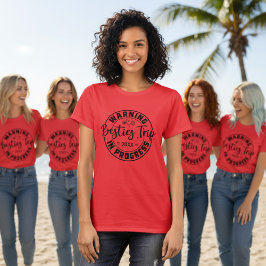 Waarschuwing Besties Trip in uitvoering Zwart op R T-shirt