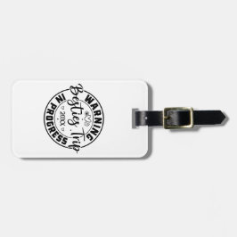 Waarschuwing Besties Trip in uitvoering Zwart op w Bagagelabel