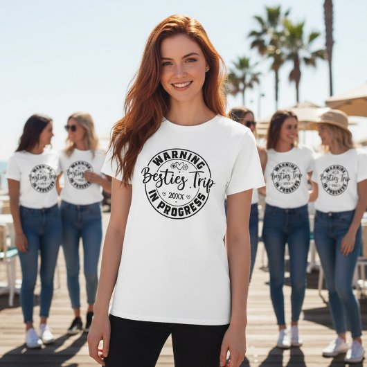 Waarschuwing Besties Trip in uitvoering Zwart op w T-shirt