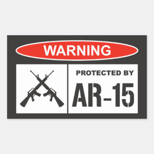 Waarschuwing beveiligd door AR-15 Home Business Rechthoekige Sticker